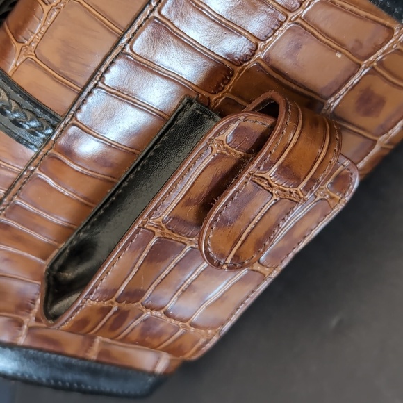 Vintage Brown /Black Faux Snakeskin Leather Marc Chantal MC Shoulder Bag. - Picture 8 of 16